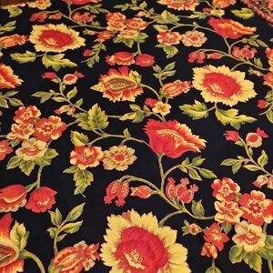 Tablecloth. April Cornell Red and Yellow Floral Fabric